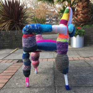 chair with knitted covering