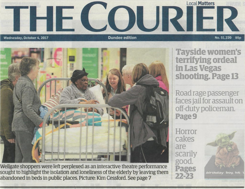 Newspaper front cover with bed project