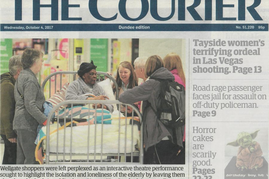 Newspaper front cover with bed project