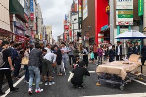 bed art project in japanese street