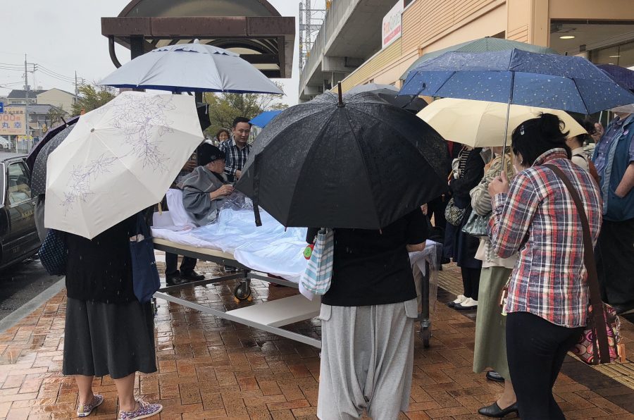 bed art project in japanese street