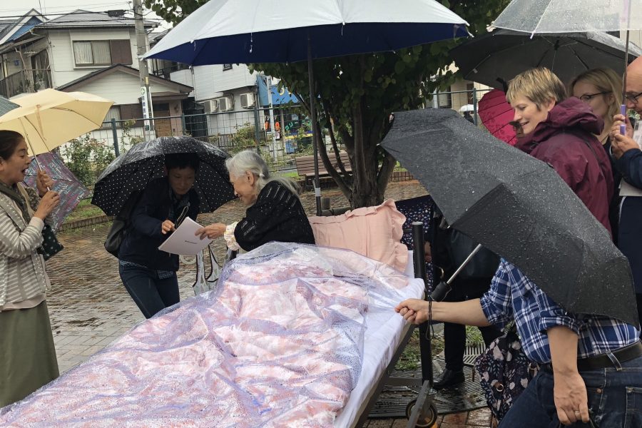 bed art project in japanese street