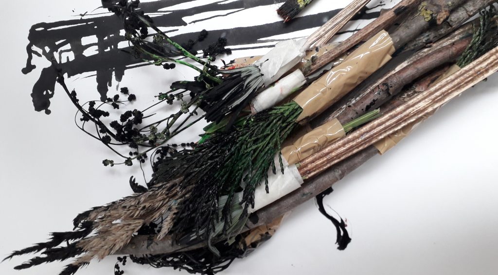 twigs and branches in paint