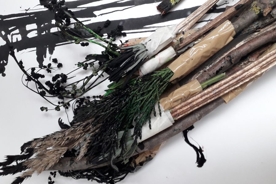 twigs and branches in paint