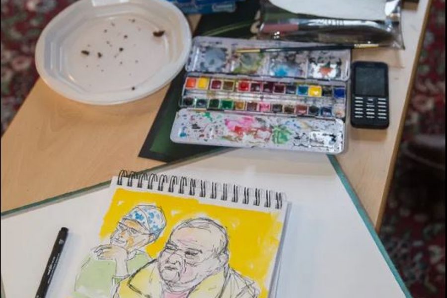 watercolours and painting equipment