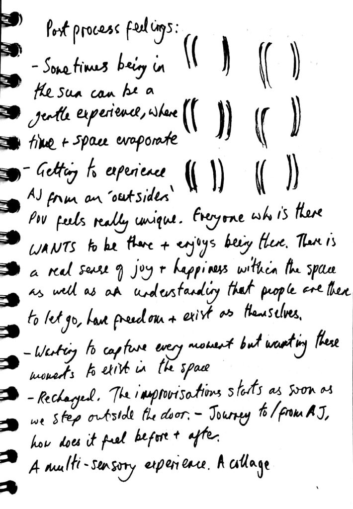 Handwritten thoughts about Ambient Jam